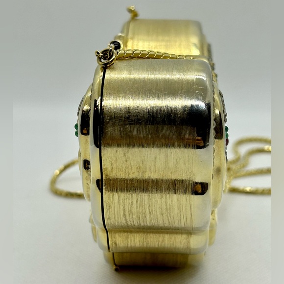 Judith Leiber RARE Butterfly Minaudiere Bag Cabachon & Swarovski Brushed Gold - Picture 10 of 12